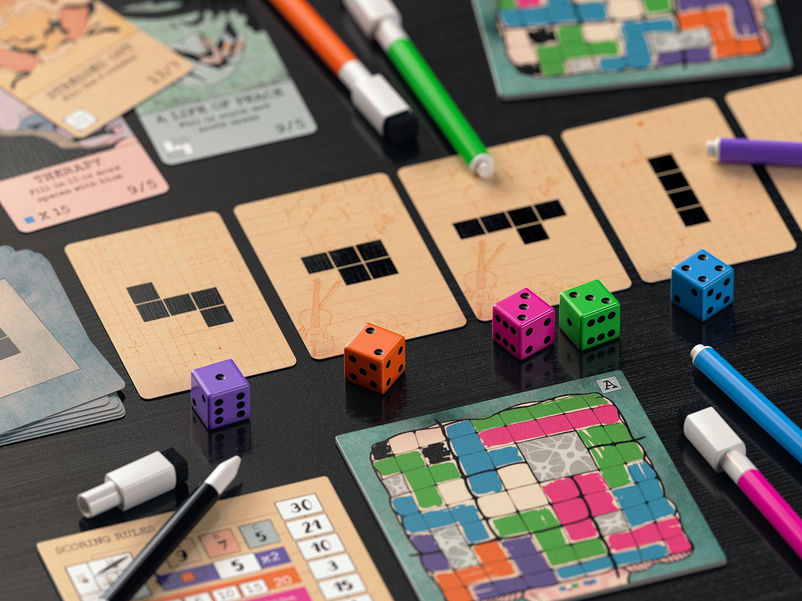 Allplay Mind Space board game brain board drawing close-up showcases strategic shading and area control possibilities.