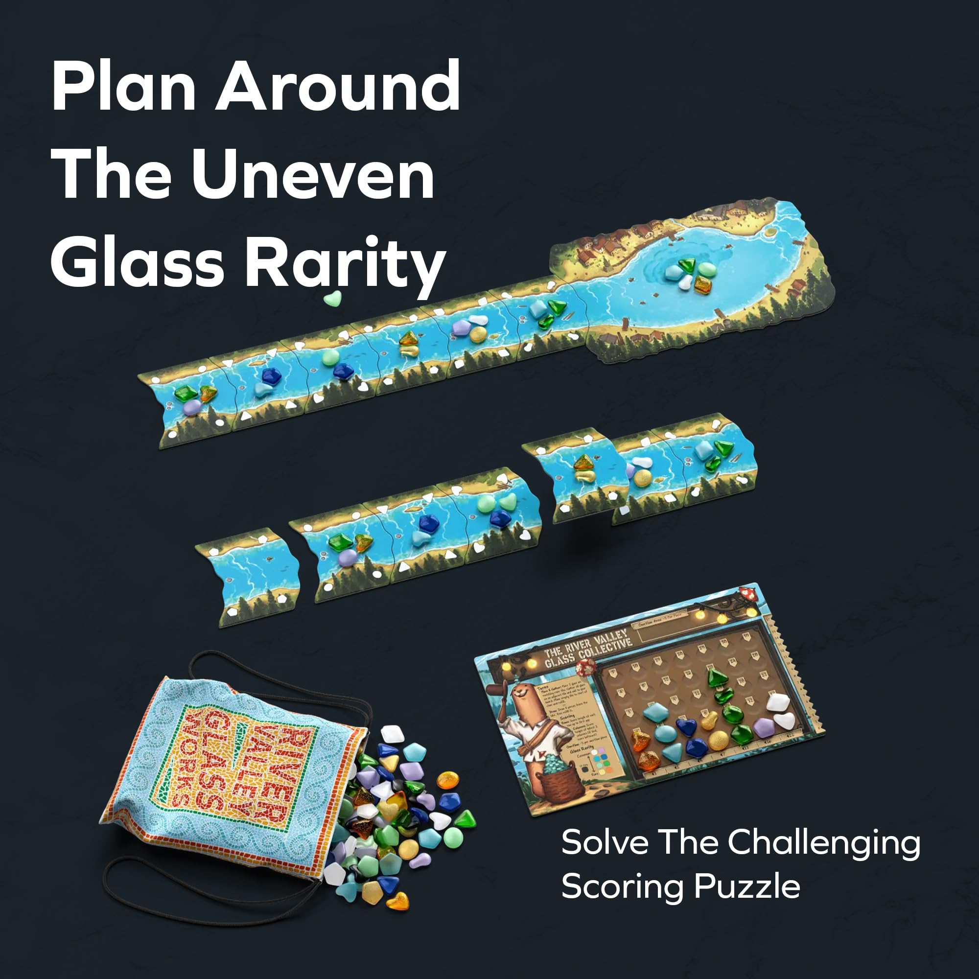 ALLPLAY River Valley Glassworks draft-action highlights strategic decision making with shifting river colors.