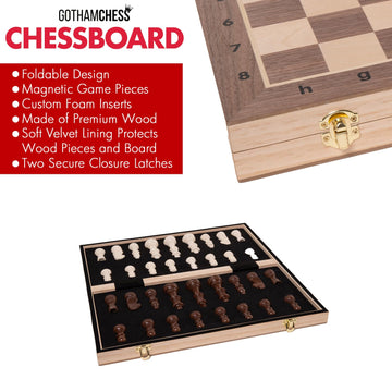 Allstar GothamChess Board open design showing built-in storage for pieces.