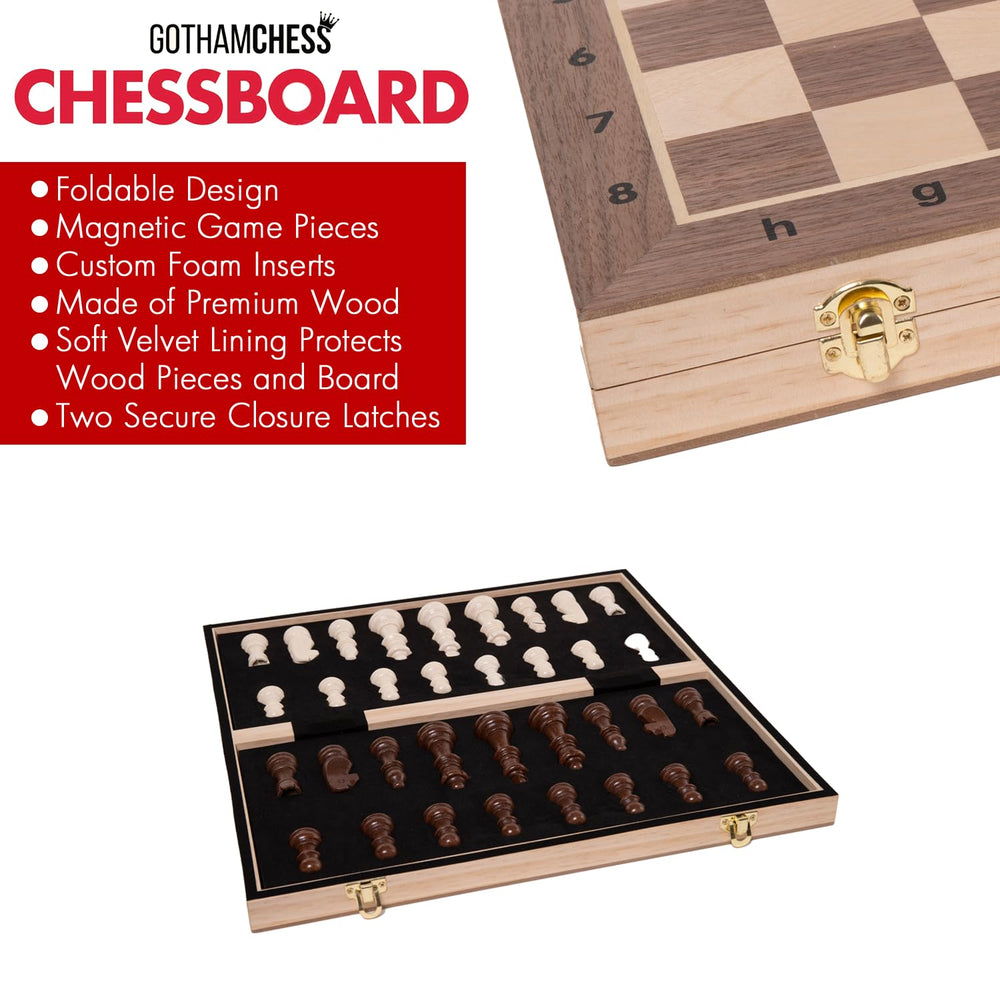 Allstar GothamChess Board open design showing built-in storage for pieces.
