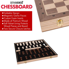 Allstar GothamChess Board open design showing built-in storage for pieces.