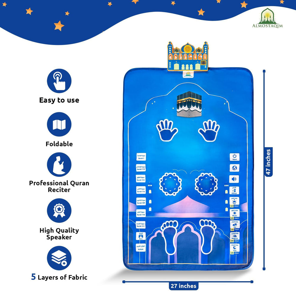 ALMOSTAQIM Educational Prayer Mat for Kids built-in compass guides orientation toward Qibla