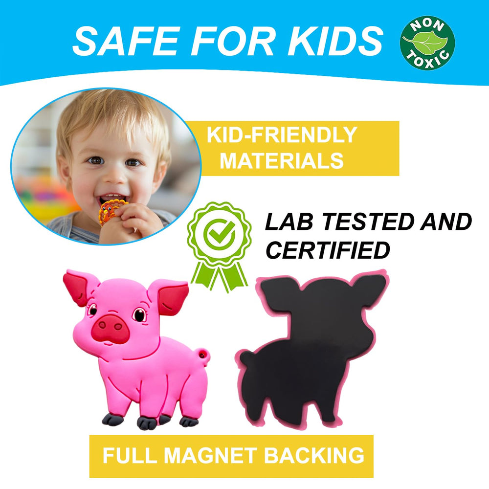 ALNETI farm magnets pig and donkey encourage imaginative play on the fridge.