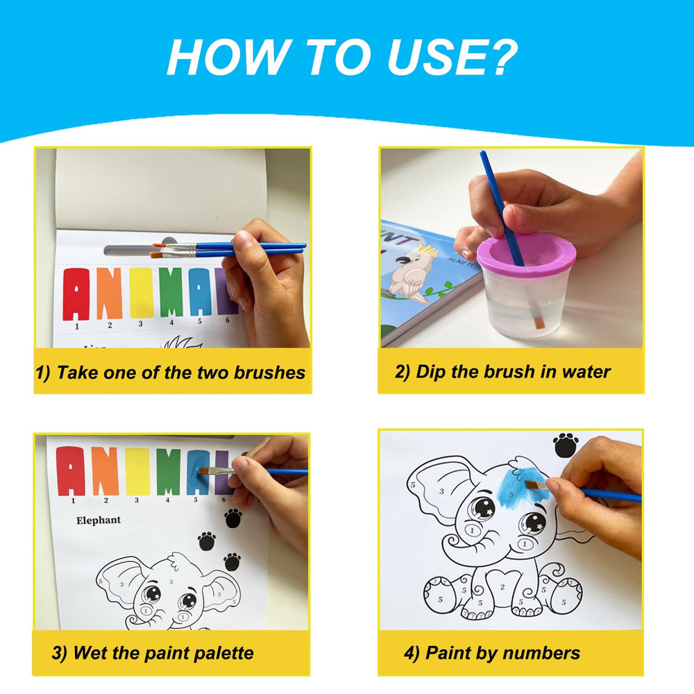 ALNETI Paint with Water Books dog motif sustains indoor fun and quick art activities for children.