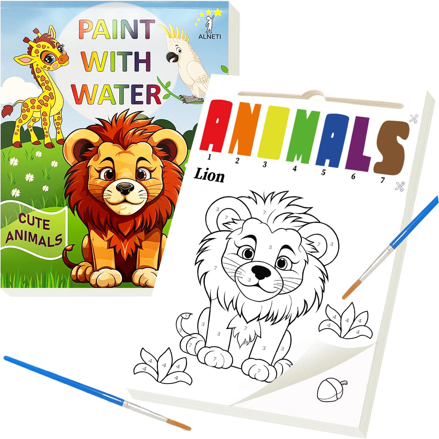 ALNETI Paint with Water Books lion image enables mess-free color exploration for toddlers.