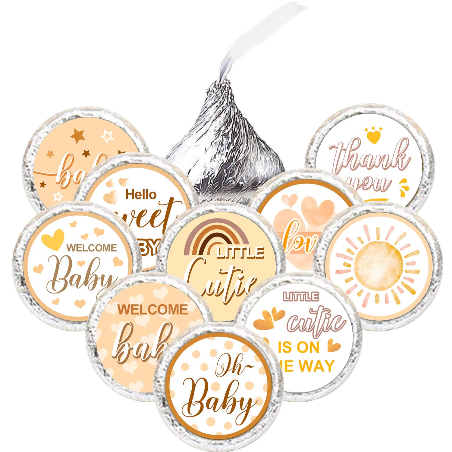 ALodr boho baby shower stickers decorate party favors with whimsy.