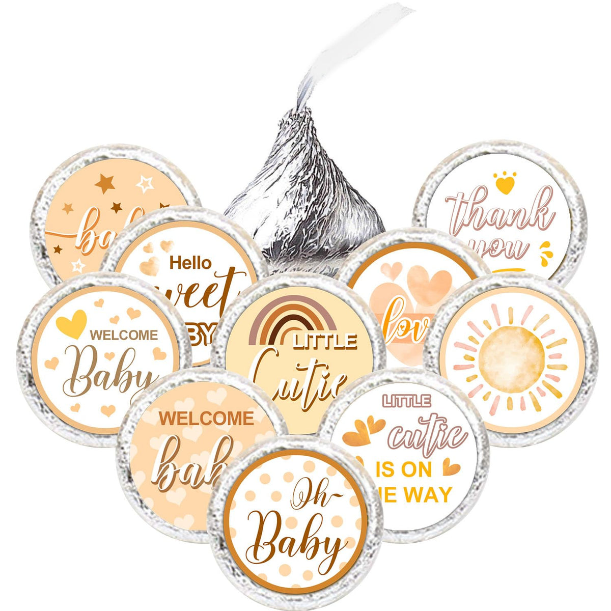 ALodr boho baby shower stickers decorate party favors with whimsy.