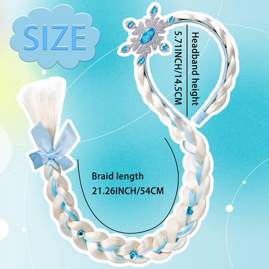 Alomois blue braided detail with satin ribbon and jewelry accents enhances the princess look