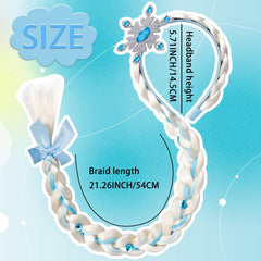 Alomois blue braided detail with satin ribbon and jewelry accents enhances the princess look