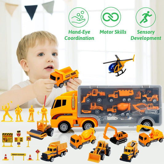 ALOTJOY Large Engineer Carrier Truck with built-in storage for tiny builders.