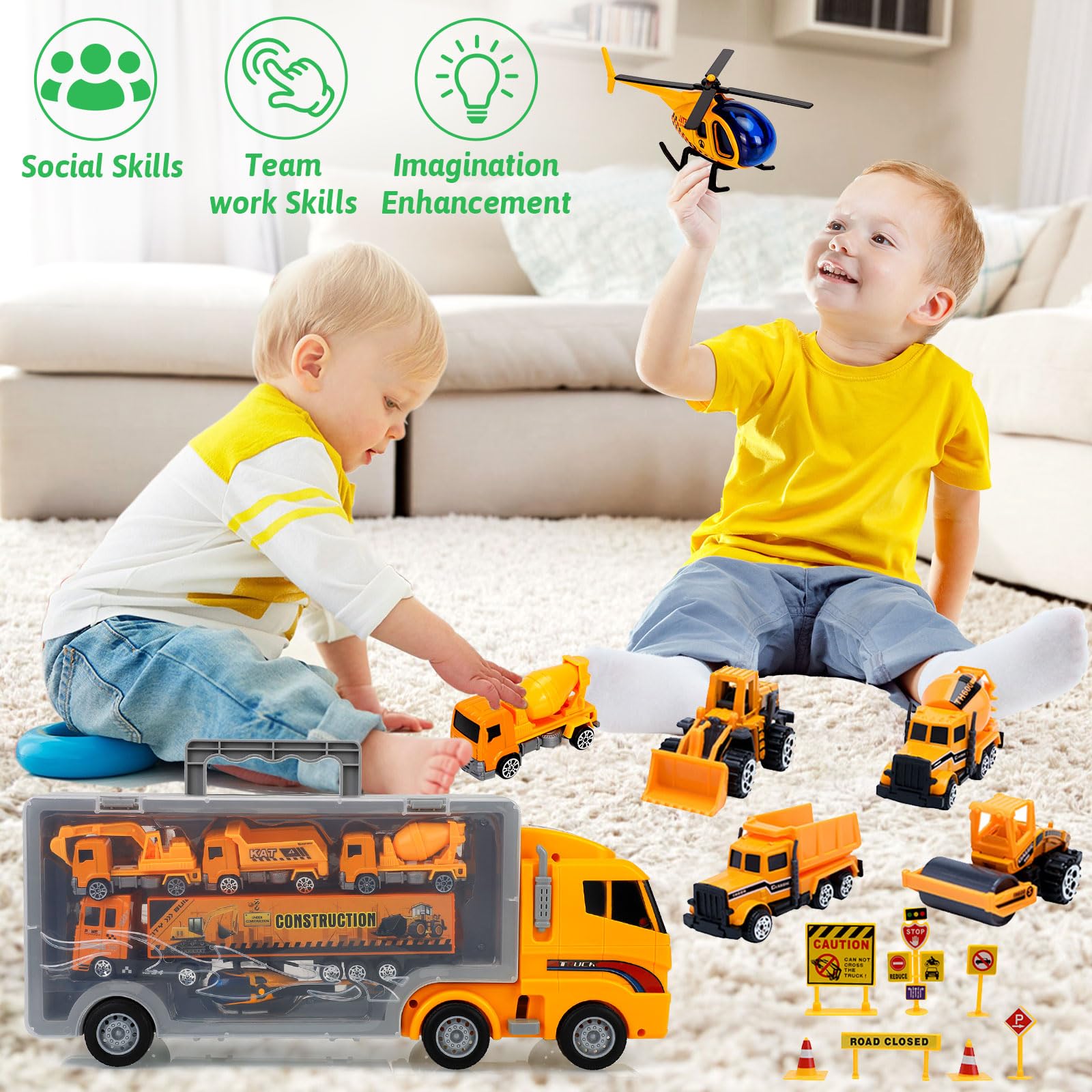 ALOTJOY Multi-function Transport Car highlights versatile role-play on any surface.