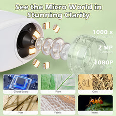 Alotwan Kids Microscope 1080p display provides bright, vivid viewing.