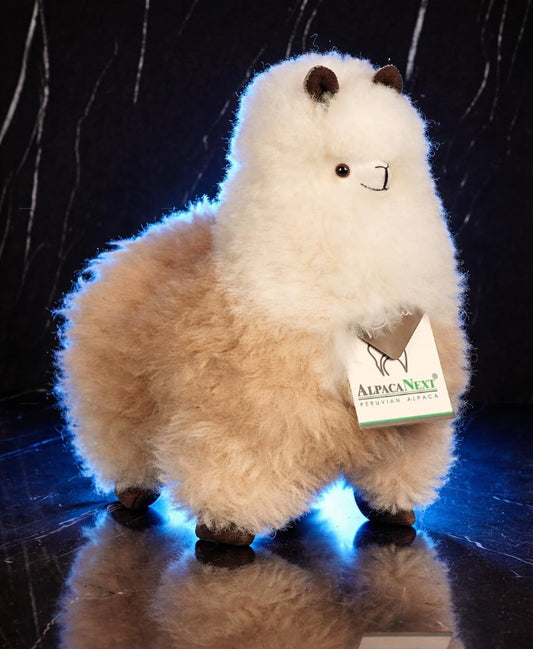 AlpacaNext 9-inch beige and white plush, full view for cuddling and display.