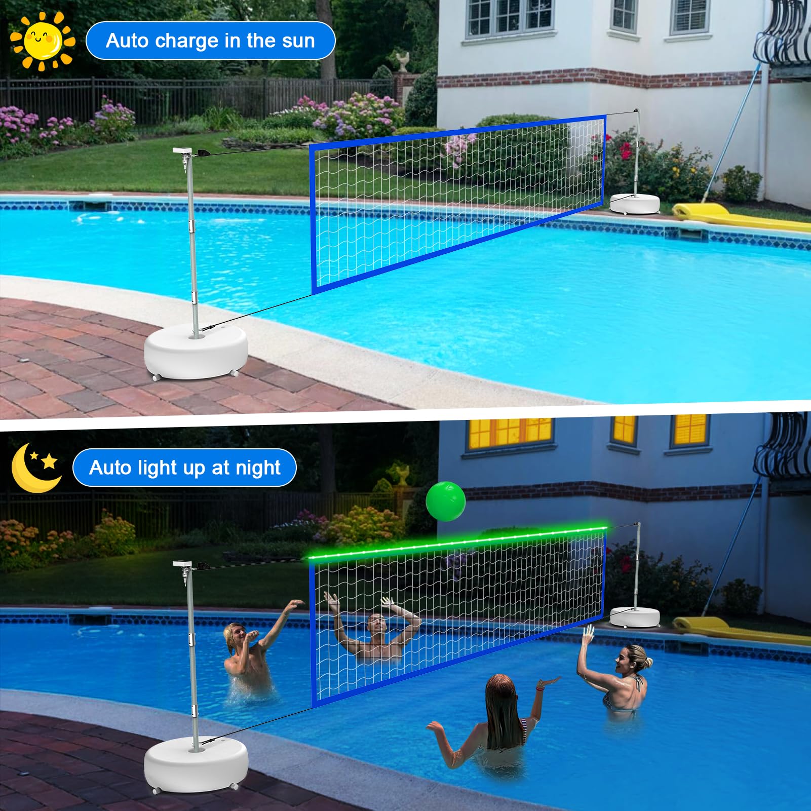 Alpcouts adjustable net length supports 32 ft setups for larger pools