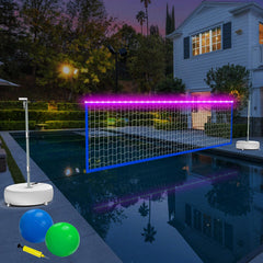 Alpcouts pool volleyball net with solar lights for safe evening play