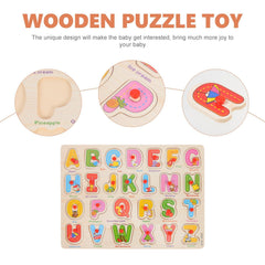 Alphabet Puzzle wooden blocks colorful: improves fine motor skills during playtime.