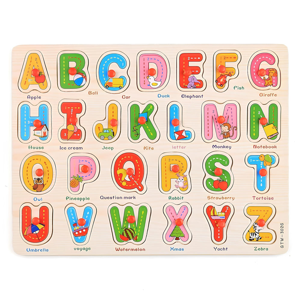Alphabet Puzzle wooden board letters: engaging early literacy practice for toddlers.