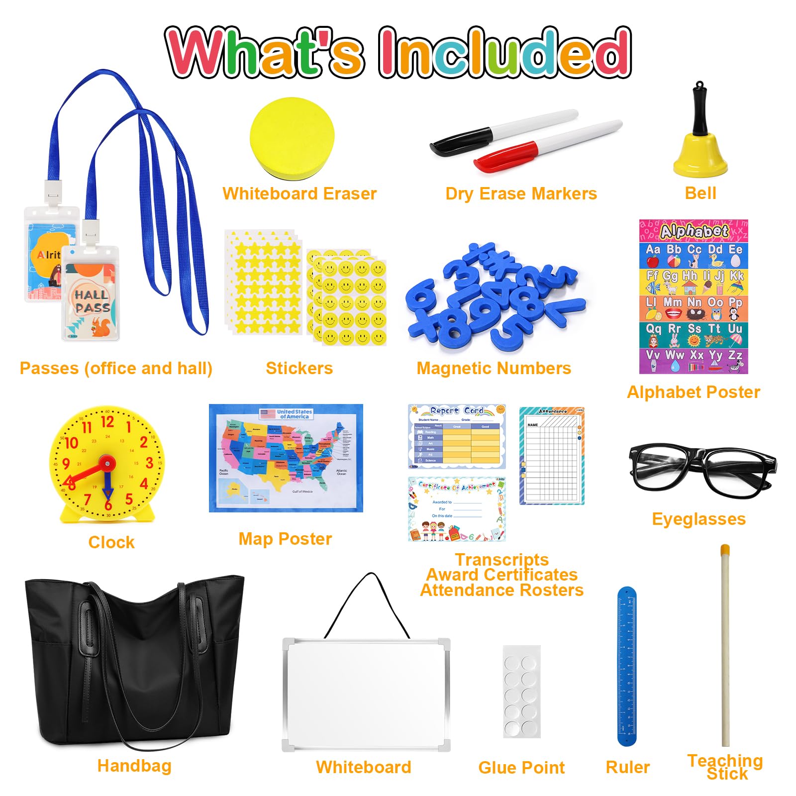 Alritz Pretend Play Teacher Set teaching sticks and posters for organized lessons