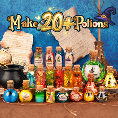 Alritz Science Potion Kits potion bottles on display help kids showcase experiments.