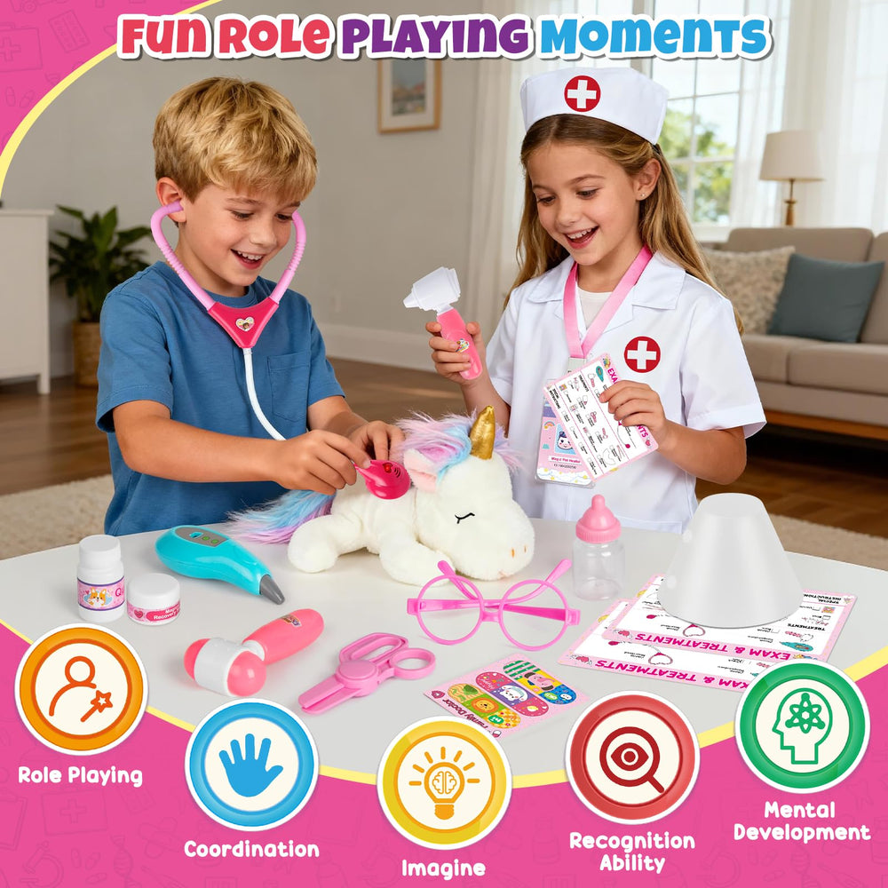 Stethoscope heartbeat feature encourages interactive, realistic role-play during pretend visits.