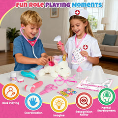 Stethoscope heartbeat feature encourages interactive, realistic role-play during pretend visits.