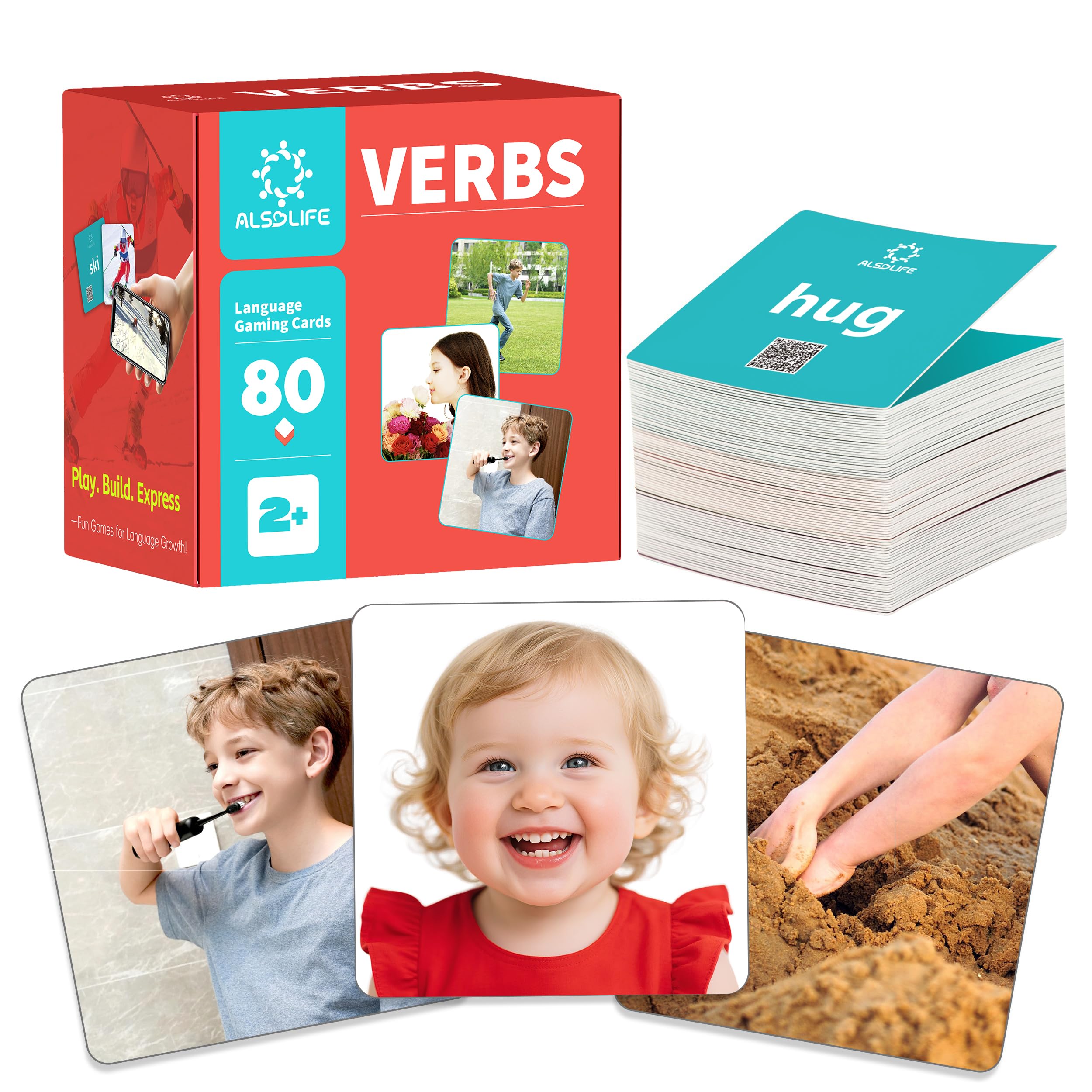 ALSOLIFE verb cards with QR videos for engaging learning sessions.