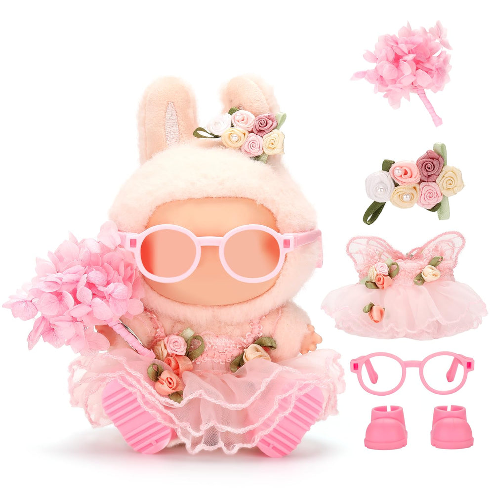 ALTRJO 17cm doll dress with pink flower skirt for stylish play sessions.