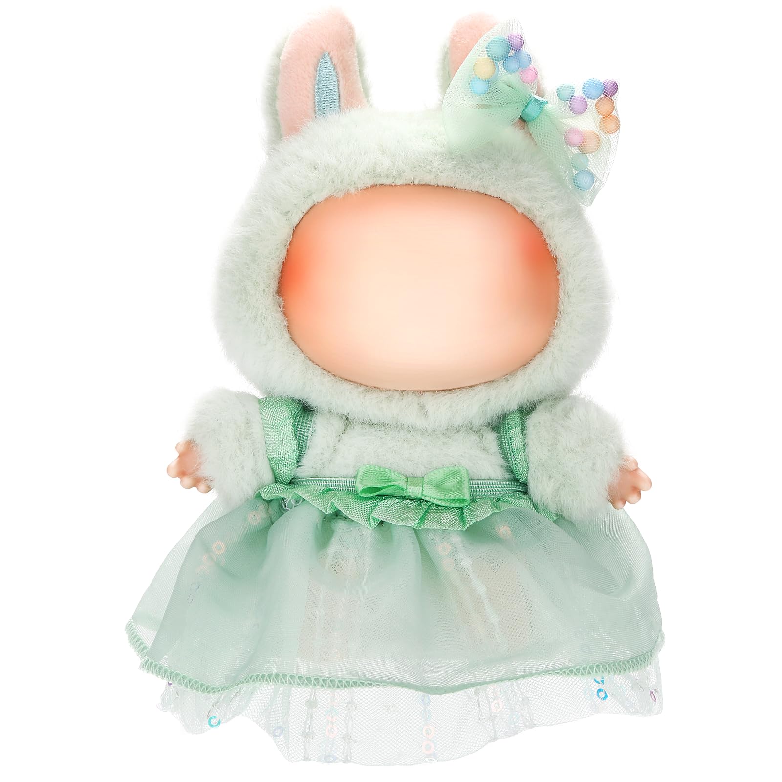 ALTRJO Labubu doll dress with green gauze skirt enhances 17cm doll styling for playtime