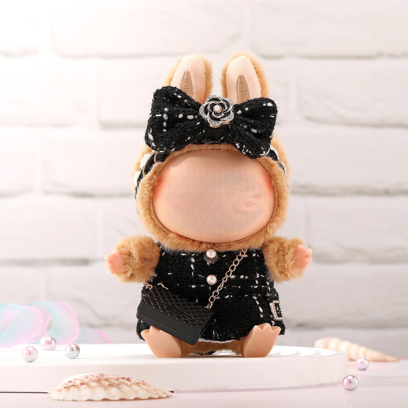 ALTRJO Labubu hairband completes the look for stylish poses.