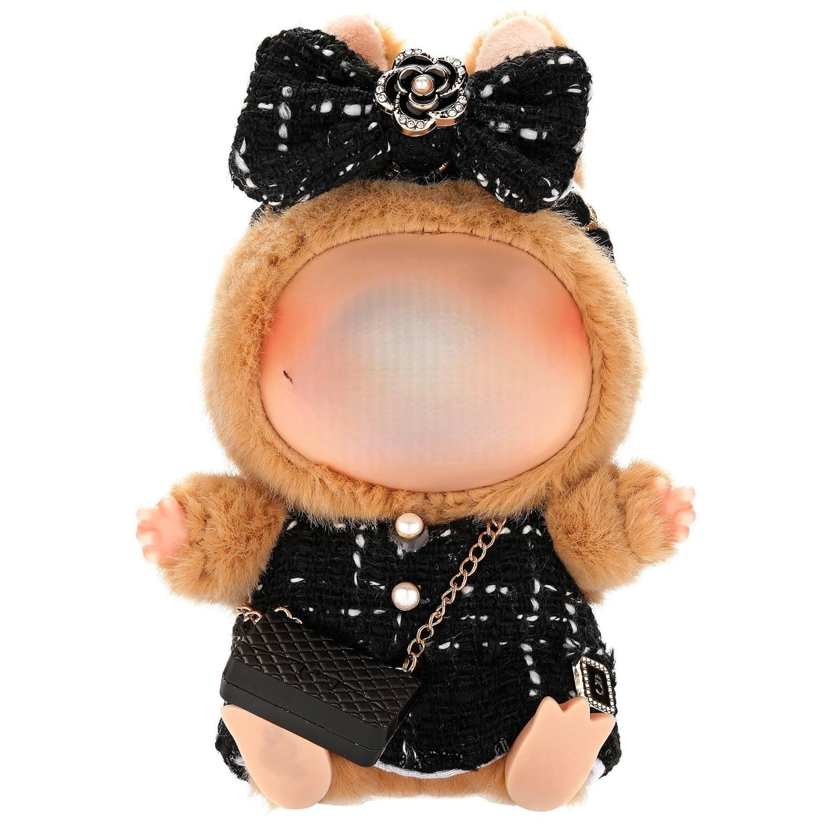 ALTRJO luxury chic black dress for Labubu 17cm dolls elevates display.