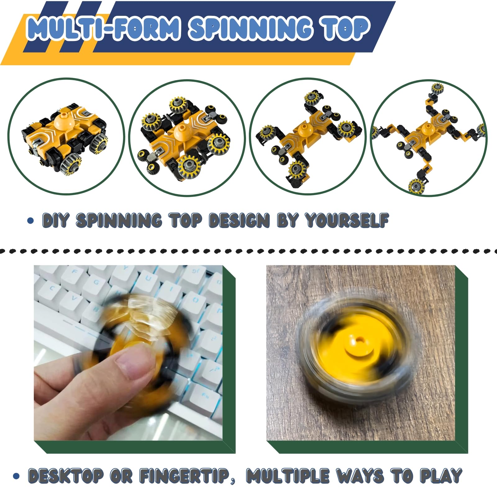 Altuco 4-pack transformable fidget spinner robot mode highlighting transition play and creativity