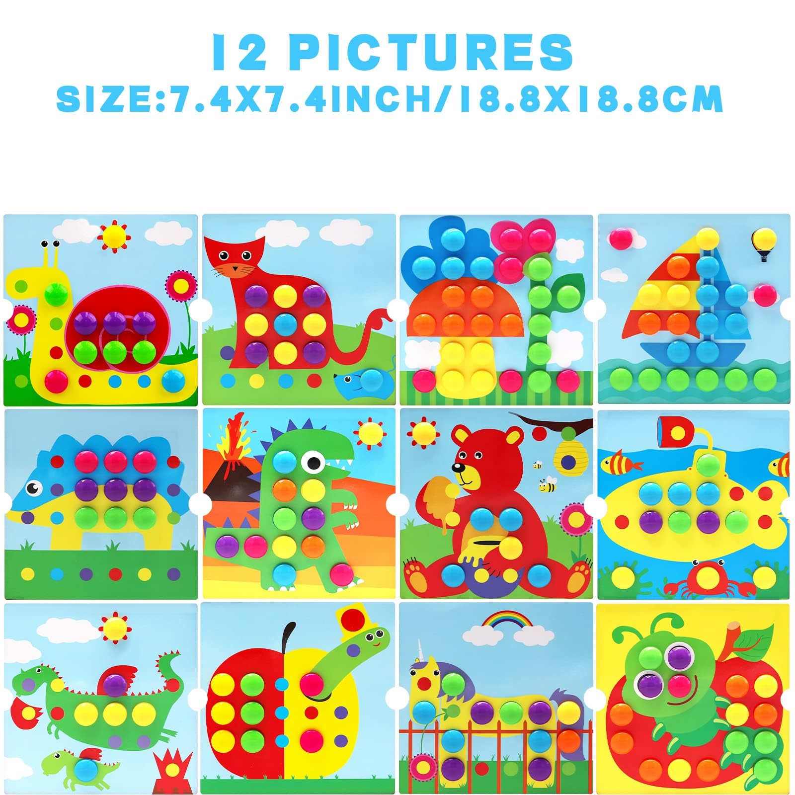 AluAbi Button Art Toys hanging board for focused tactile play