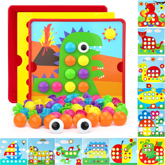AluAbi Button Art Toys vibrant pegboard play for fine motor skill practice