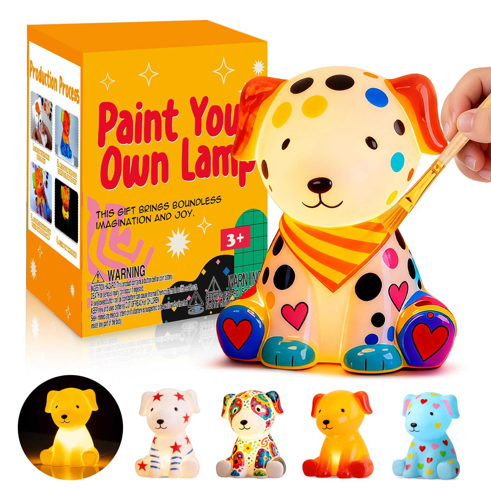 AluAbi dog lamp painting kit open box shows everything you need for DIY night light