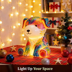 AluAbi painting kit with twelve color pots ready for kids' artistic dog lamp project