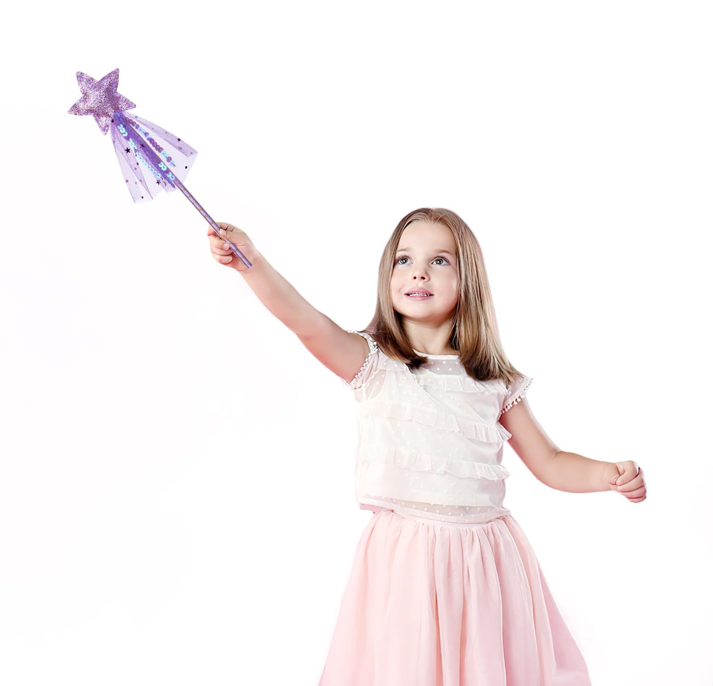 ALVOGIMOR Glitter Star Wand pink-purple combo – versatile costume accessory for birthdays and holidays.