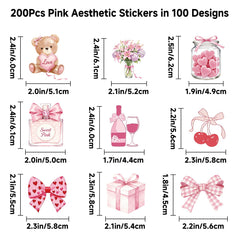 Alynta pink animals sticker collection for laptops and scrapbooks with durable backing.