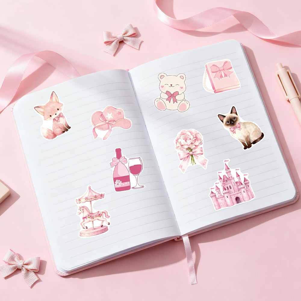 Alynta self-adhesive pink stickers peel cleanly from surfaces.