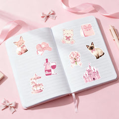 Alynta self-adhesive pink stickers peel cleanly from surfaces.