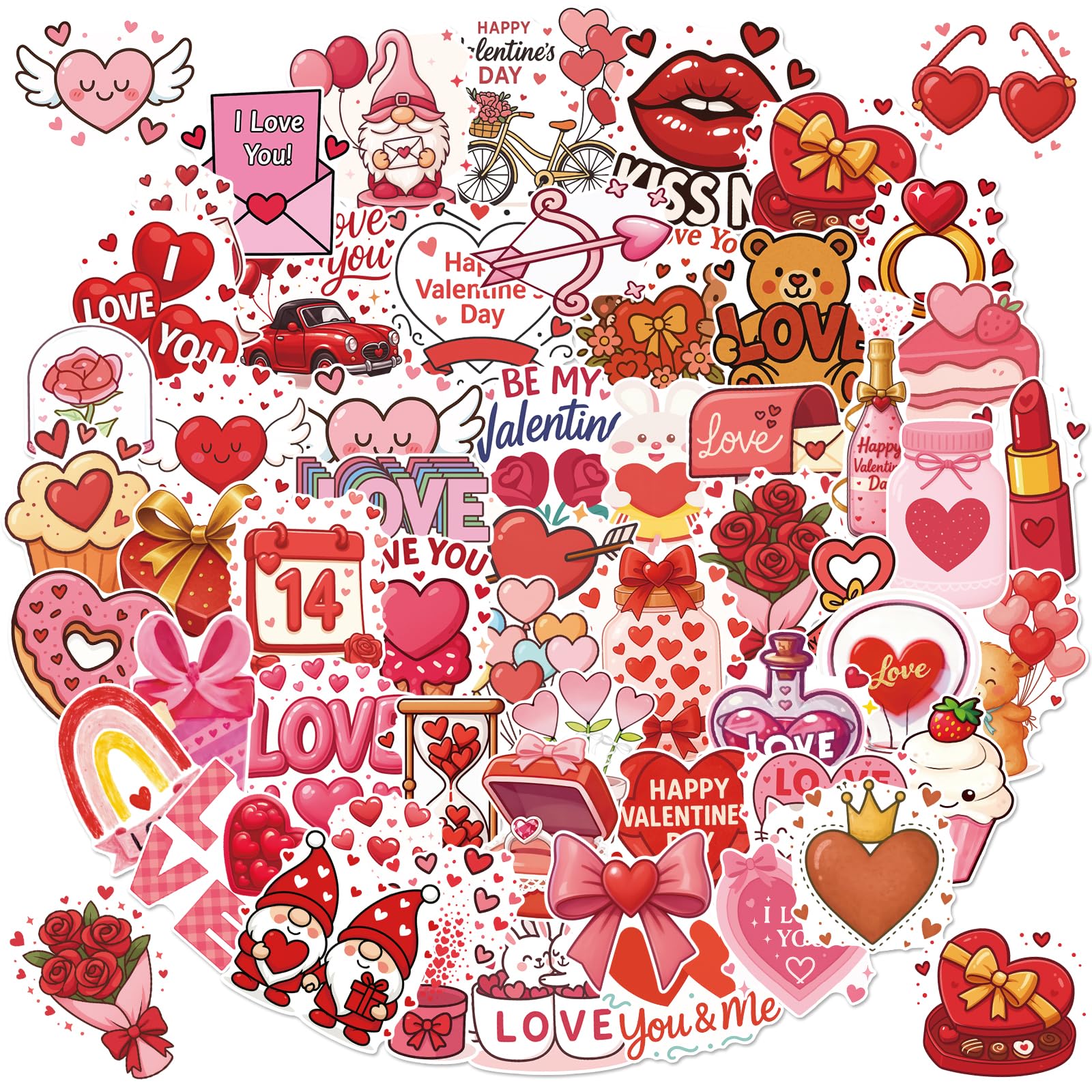 Alynta Valentines stickers on a water bottle for colorful, waterproof decoration