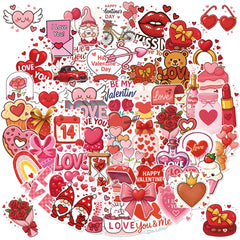 Alynta Valentines stickers on a water bottle for colorful, waterproof decoration