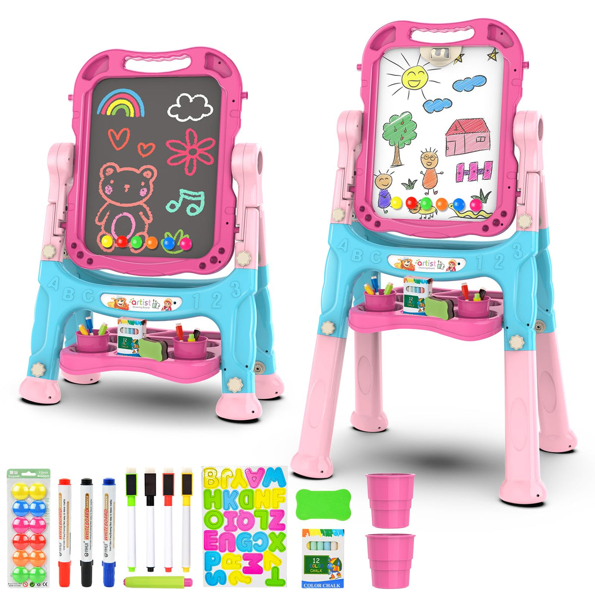 Amagoing Easel with adjustable height for growing kids, enabling comfortable painting sessions.