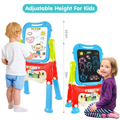 Amagoing easel dual surfaces: chalkboard and magnetic whiteboard in action