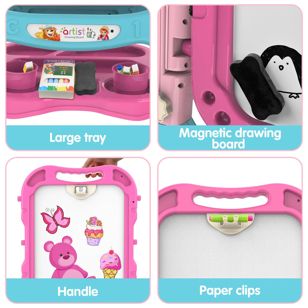 Amagoing Easel offers double-sided chalk and whiteboard for shared creativity.