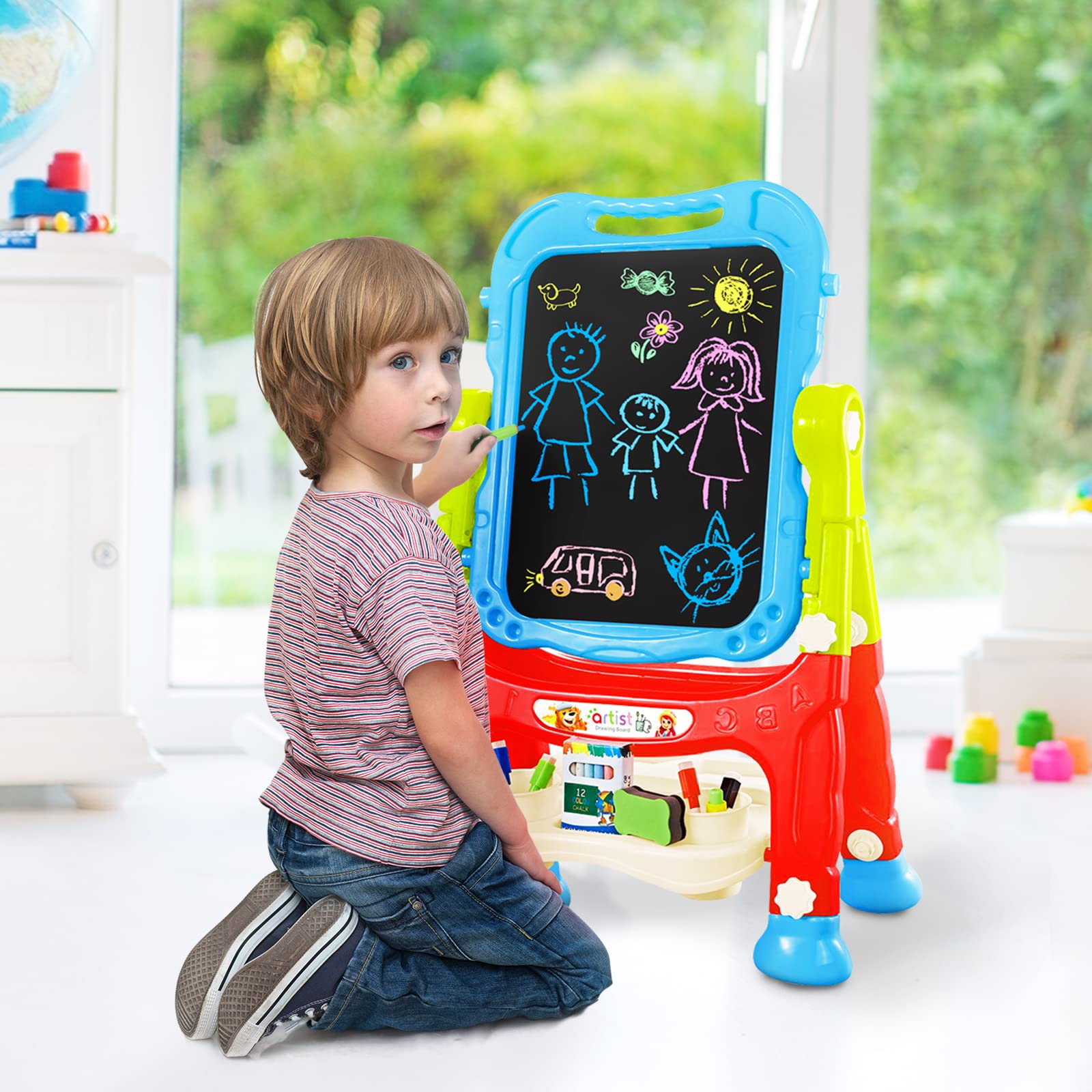 Amagoing easel folds flat for easy storage and quick cleanup