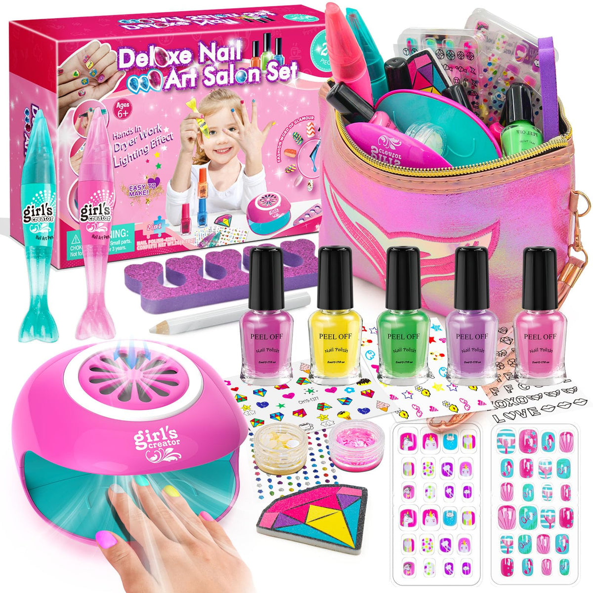 Amagoing Kids Nail Polish Set with colorful polishes for at-home nail art and play