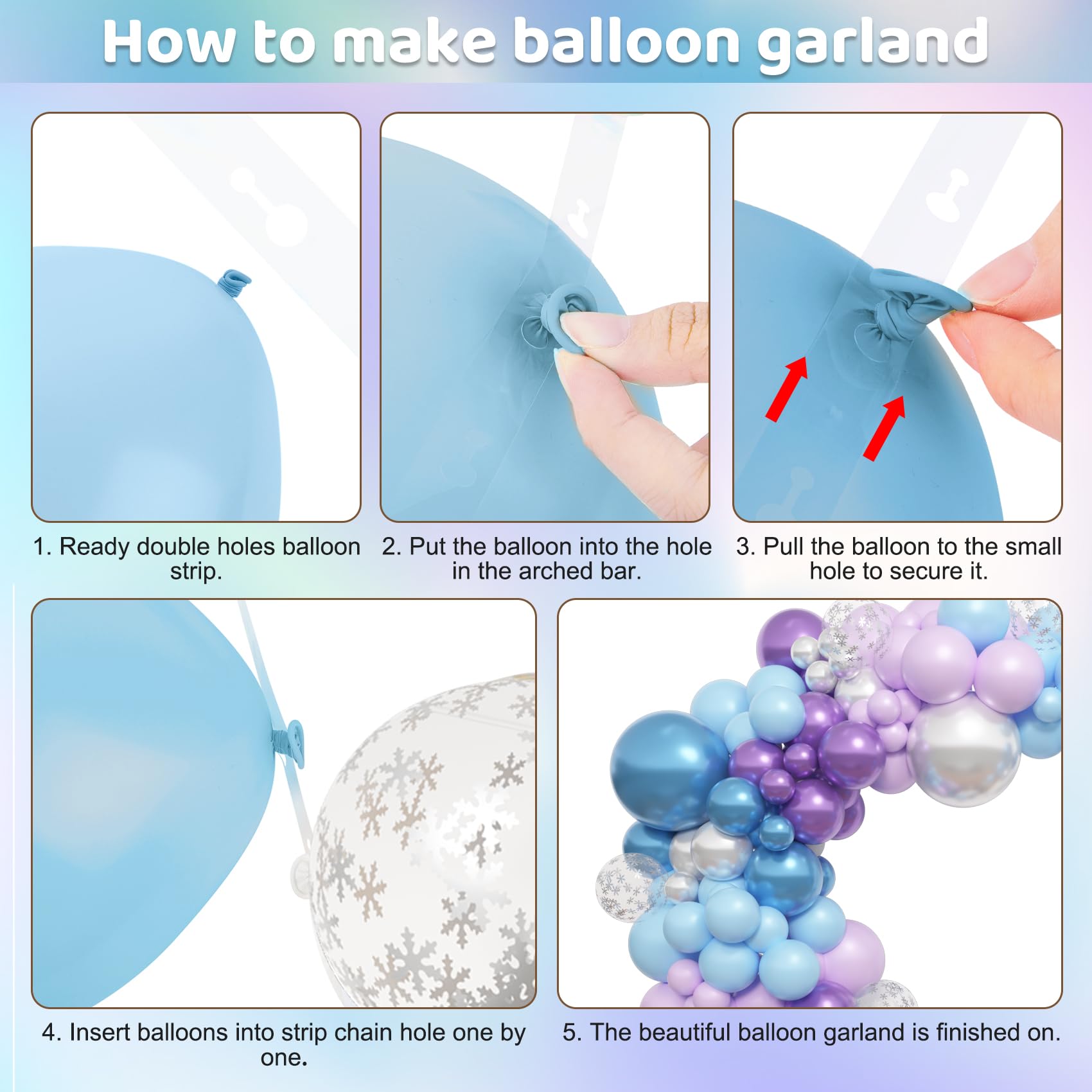 Amandir 10in blue purple pearlescent balloons for versatile garland projects