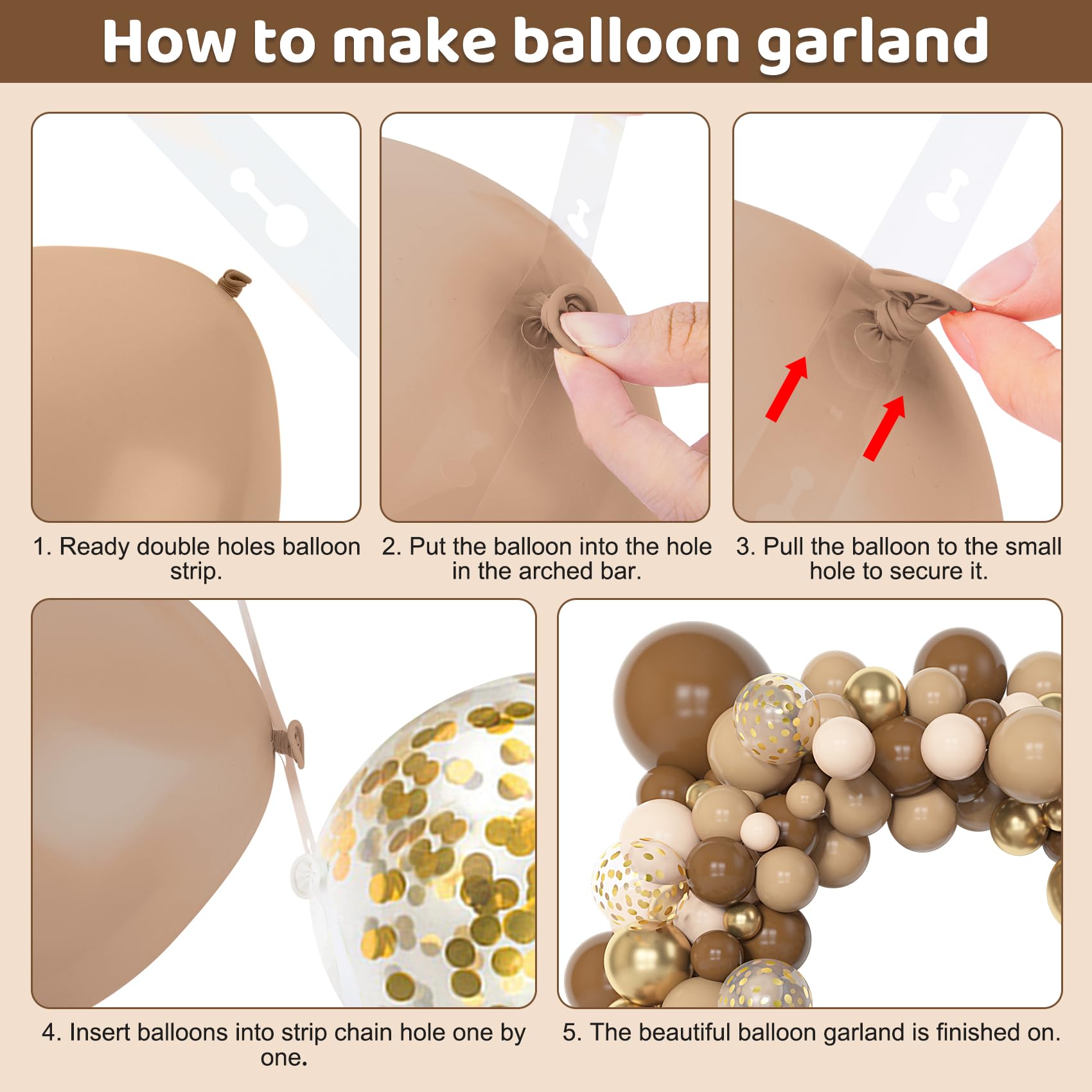 Amandir 12-inch brown nude metallic gold balloons provide versatile decor accents