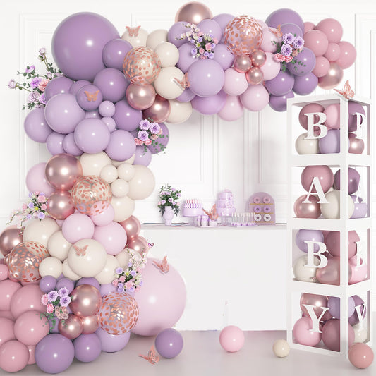 Amandir 153Pcs purple baby shower arch kit for stunning event decor