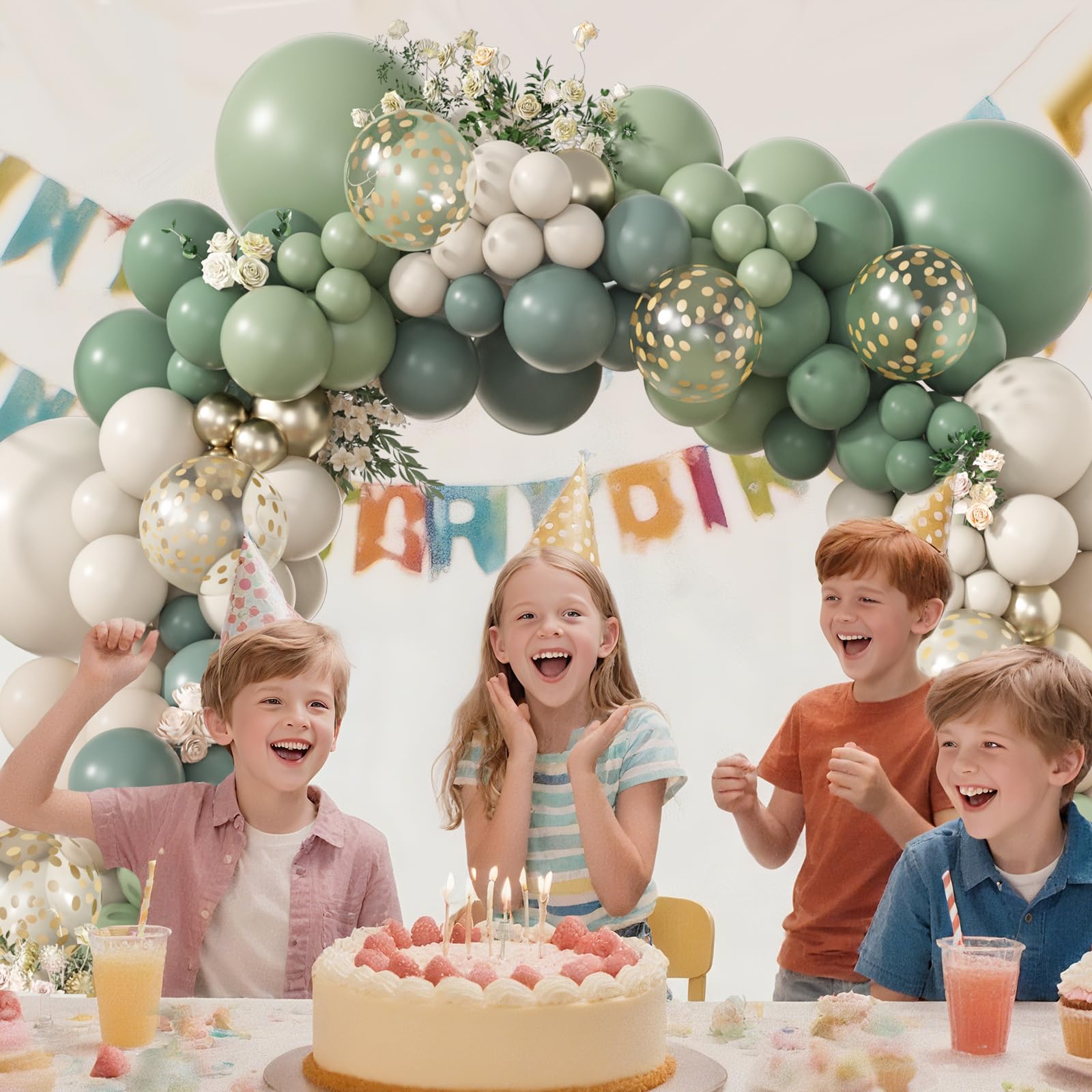 Amandir 173Pcs cream balloons pairing with white sand for cohesive arch decor